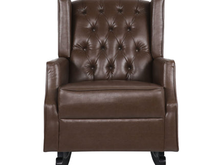 Amedou - Contemporary Tufted Wingback Rocking Chair - Dark Brown