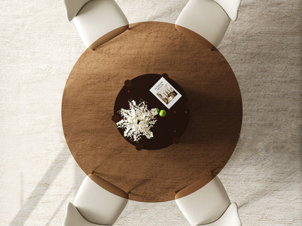 Modern Round Dining Table Set With Glass Top And Steel Legs