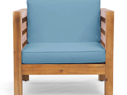 Outdoor Acacia Wood Patio Chair With Fabric Cushion