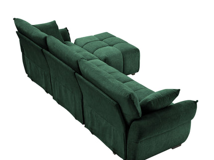 Sofa Set With Ottoman And Pillows, Textured, High Resilience Cushions