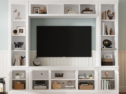 TV Stand With Hutch, Large Entertainment Center With Adjustable Shelves