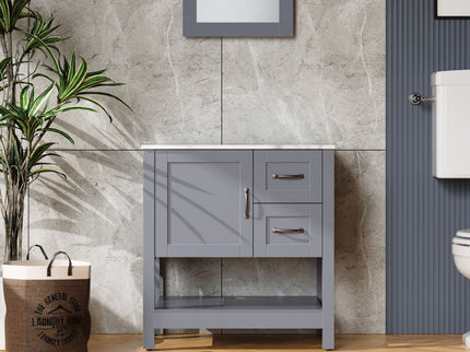 Bathroom Vanity With Mirror And Top Only - Gray