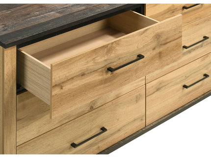 Georgina - 6 Drawer Dresser With Mirror - Natural Wood