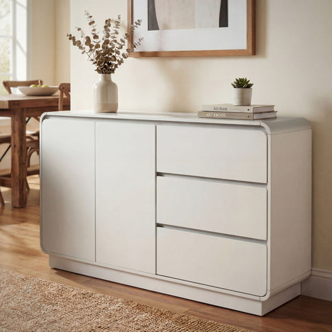 Sideboard, Wide Storage With 2 Doors And 3 Drawers