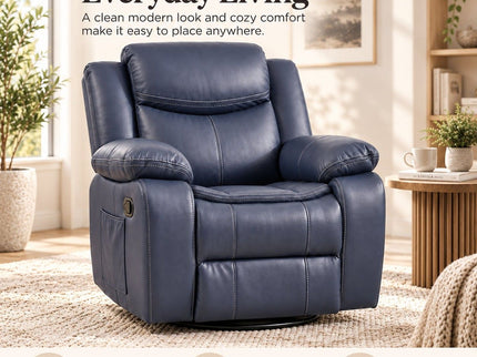 Rocker Recliner Chair With Manual Recline And 360° Swivel Base