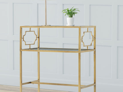 Grifton - Rectangular Glass Accent Table - Antique Gold