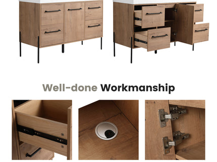48" Freestanding Bathroom Vanity With Sink, Soft Close Cabinet Doors, 4 Drawers - Imitative Oak