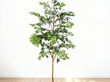6Ft Artificial Ficus Tree With Natural Trunk In Pot For Indoor Home Office Decor - Green Leaves