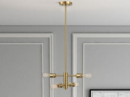 Trellis - 4 Lights Modern Gold Chandelier Vintage Pendant Fixture For Living Room - Clear / Gold