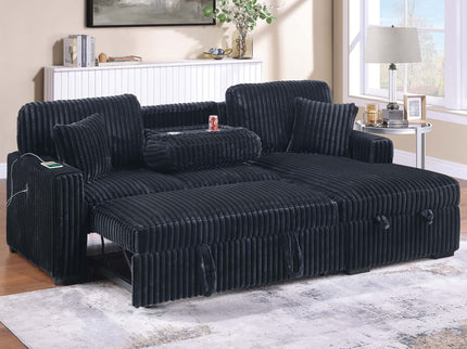 Convertible Sectional Upholstered Sleeper Sofa With Storage Chaise