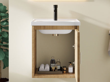 Floating Bathroom Vanity Combo, Wall Mounted Cabinet With Sink & Soft Close Doors For Small Bathrooms
