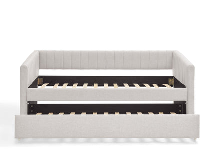 Upholstered Daybed With Trundle With Vertical Stripes