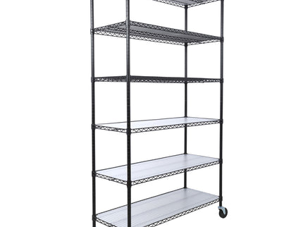 6 Tier 6000Lbs Capacity Nsf Metal Shelf Wire Shelving Unit, Heavy Duty Adjustable Storage Rack With Wheels & Shelf Liners For Commercial Grade Utility Steel Storage Rack