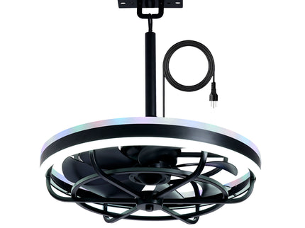 Ceiling Fan Light LED Light Source And Remote Control, 3000 - 6500K Dimmable LED Fan Light, 6 Speeds, For Living Room - Matte Black