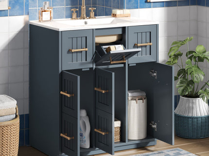 Bathroom Vanity With Undermount Sink, Soft-Close Doors, Drawers, Ceramic Sink