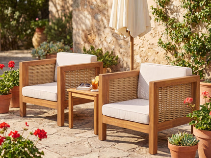 Outdoor Club Chair With Wicker Armrest