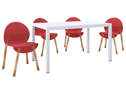 4 Piece Set Of Single Chairs With Long Table