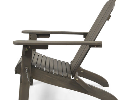 Outdoor Foldable Adirondack Chair With Hand Crafted Details - Gray