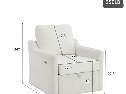 Swivel Arm Chair With USB Type-C Charging And Book Pocket
