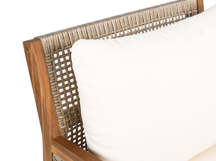 Acacia Wood Patio Furniture Club Chair, Outdoor Wicker Armchair, Deep Seating With Soft Cushions For Porch - Teak / Mix Brown