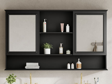 Wall Mounted Bathroom Medicine Cabinet With Double Mirrored Doors