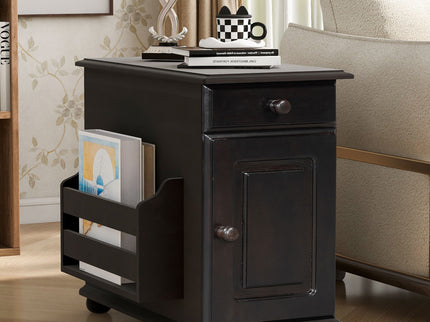Vintage Flip Top Side Table With USB Ports