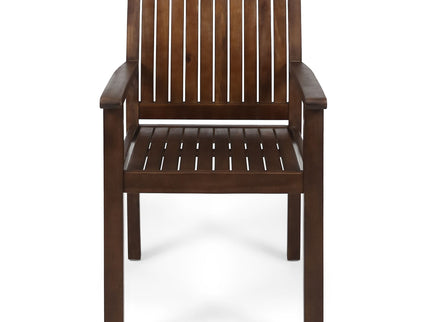 Wilson - Rustic Dining Chair Acacia Wood With Slat Panel Design (Set of 2) - Dark Brown