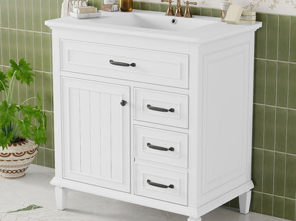 Bathroom Vanity With Sink Top, Flip Drawers, Adjustable Shelf