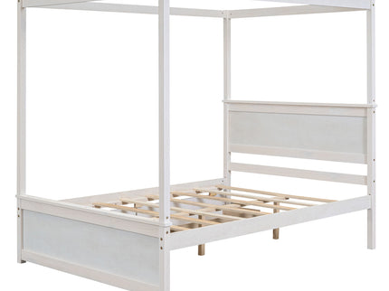 Canopy Platform Bed With Drawers, Support Slats, No Box Spring Needed