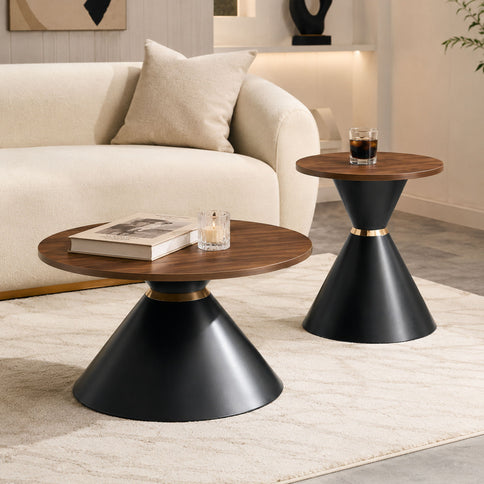 2 Piece Round Coffee Table Set For Living Room