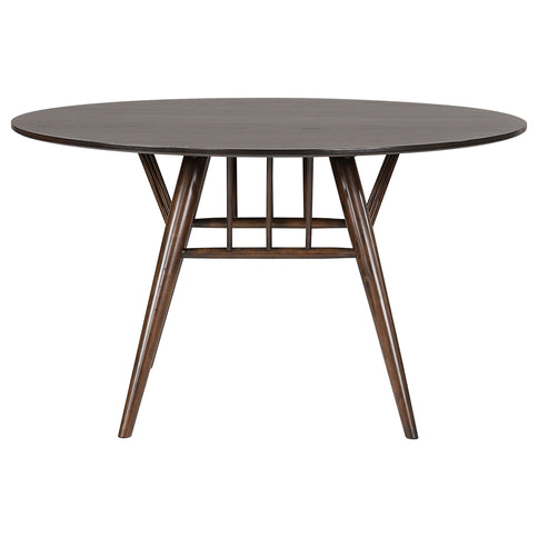 Shirley - 5 Piece Round Dining Table Set With Cushioned Chairs - Dark Walnut