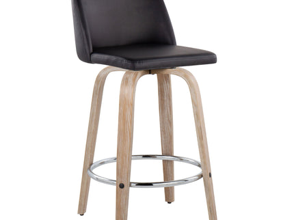 Toriano - Modern Design Fixed Height Counter Stool With Swivel With Round Footrest (Set of 2)