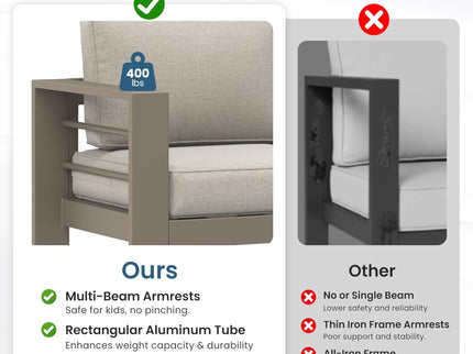 All-Weather Patio Sofa With Cushions, 3 Seat Outdoor Couch