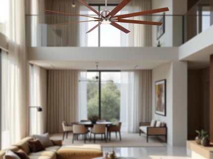 Oversized Large Ceiling Fan With Dimmable LED Light, 8 Blades, Remote Control