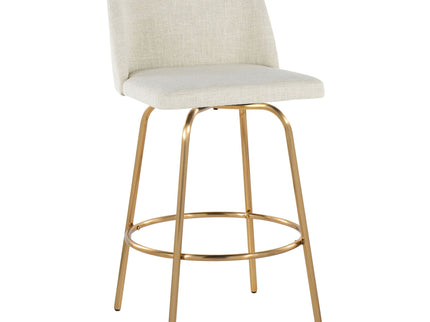 Toriano - Contemporary, Fixed Height Counter Stool With Swivel With Round Footrest (Set of 2)