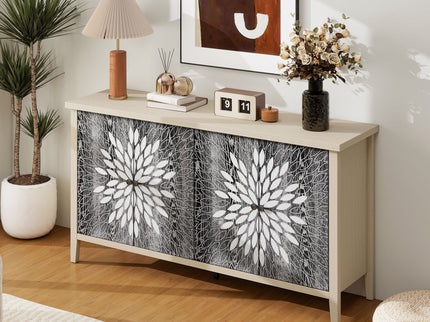 Modern Storage Cabinet With 4 Doors & Adjustable Shelves