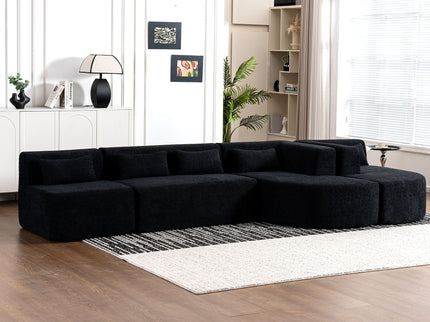 Upholstered Sofa Free Combined Sofa Couch With 2 Chaise Lounge And Five Back Pillows For Living Room
