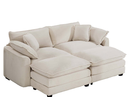 Modern Oversized Modular Cushion Sofa With Ottoman, Low Back, Deep Seating Sofa Set