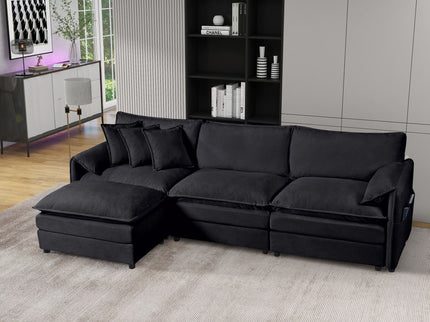 Modern Comfy Deep Seat Modular Sectional Sofa Cloud Couch With Ottoman