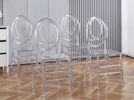 Dining Chair, Plastic Seat, Welding Chair (Set of 4) - Transparent