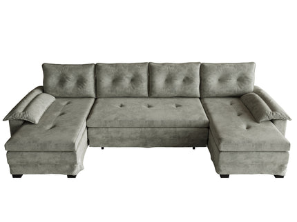 U-Shaped Sleeper Sofa With Pull Out Bed, Removable Armrests & USB Ports For Living Room