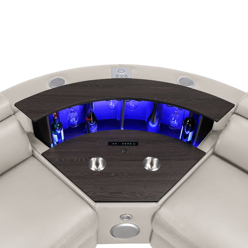 Nova - Sectional With Bluetooth Speaker, LED And Lifting Wine Cabinet