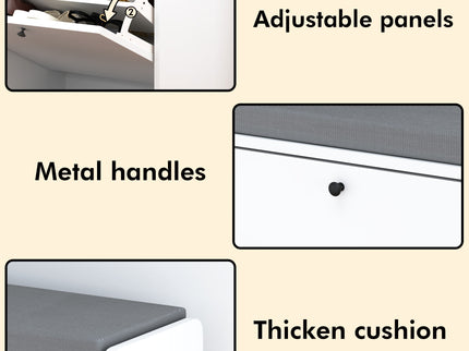 Shoe Storage Bench With Cushion, Entryway Organizer Cabinet For Hallway - White