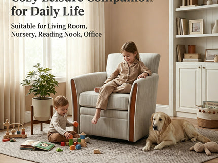 Swivel Accent 360° Rotating Armchair With Turntable Base For Living Room - Cream Beige
