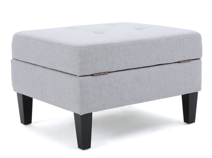 Storage Ottoman With Birch Wood Legs And Cushioned Top For Comfort