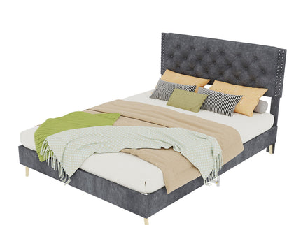 Upholstered Bed With Tufted Headboard