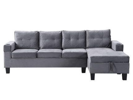 Modern Sectional Sofa Set With L Shape Chaise Lounge And Storage
