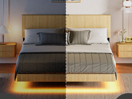 Floating Bedstead With Charging Station And LED Lights