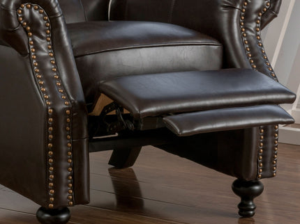 Contemporary Style Push Back Recliner With Button Tufted Stitching And Nailhead Trim