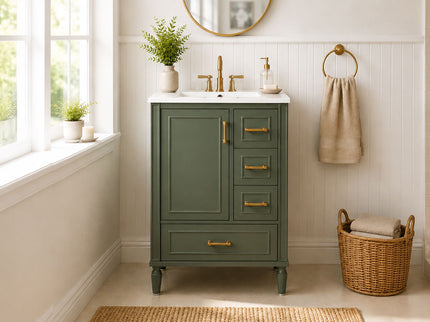 Modern Bathroom Vanity With Sink, Soft Close Doors, 3 Drawers